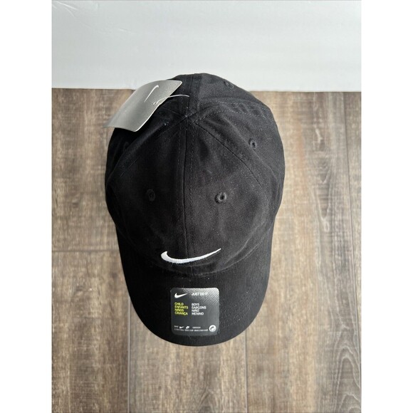 Nike Logo Cap Hat Boys Youth One Size Fits Most Black Adjustable - Picture 8 of 11